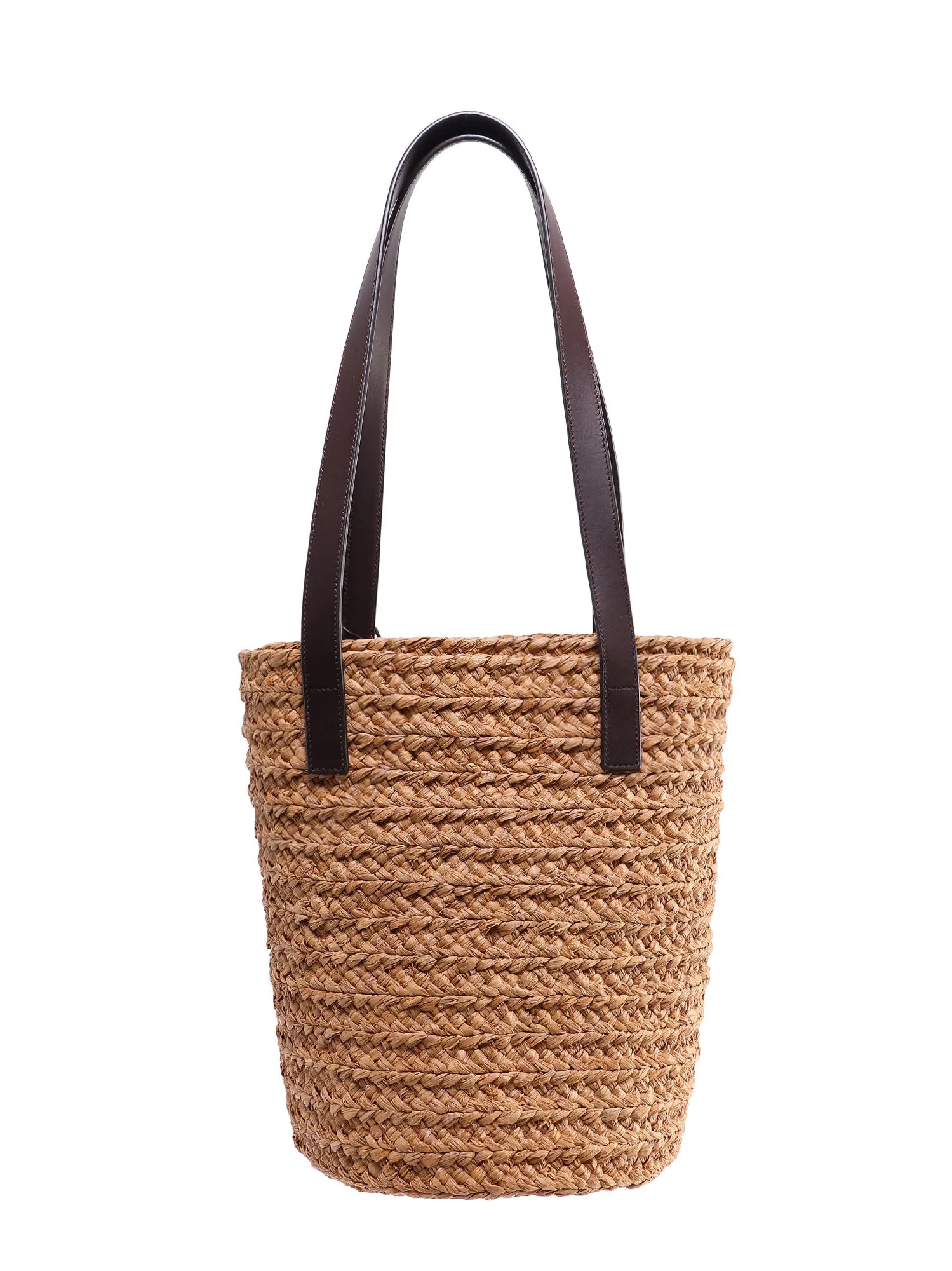 Saint Laurent Logo Plaque Woven Tote Bag