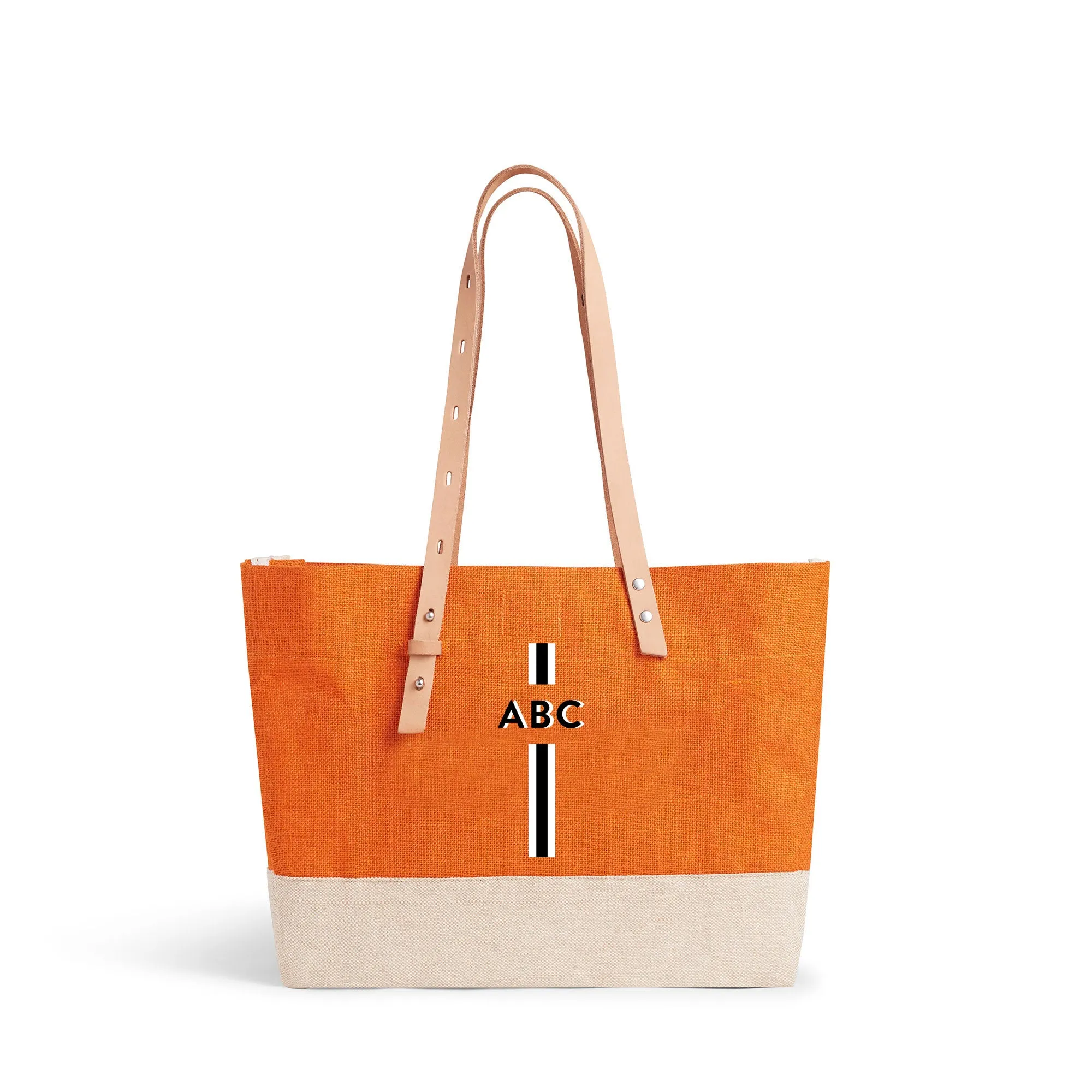Shoulder Market Bag in Citrus with Monogram