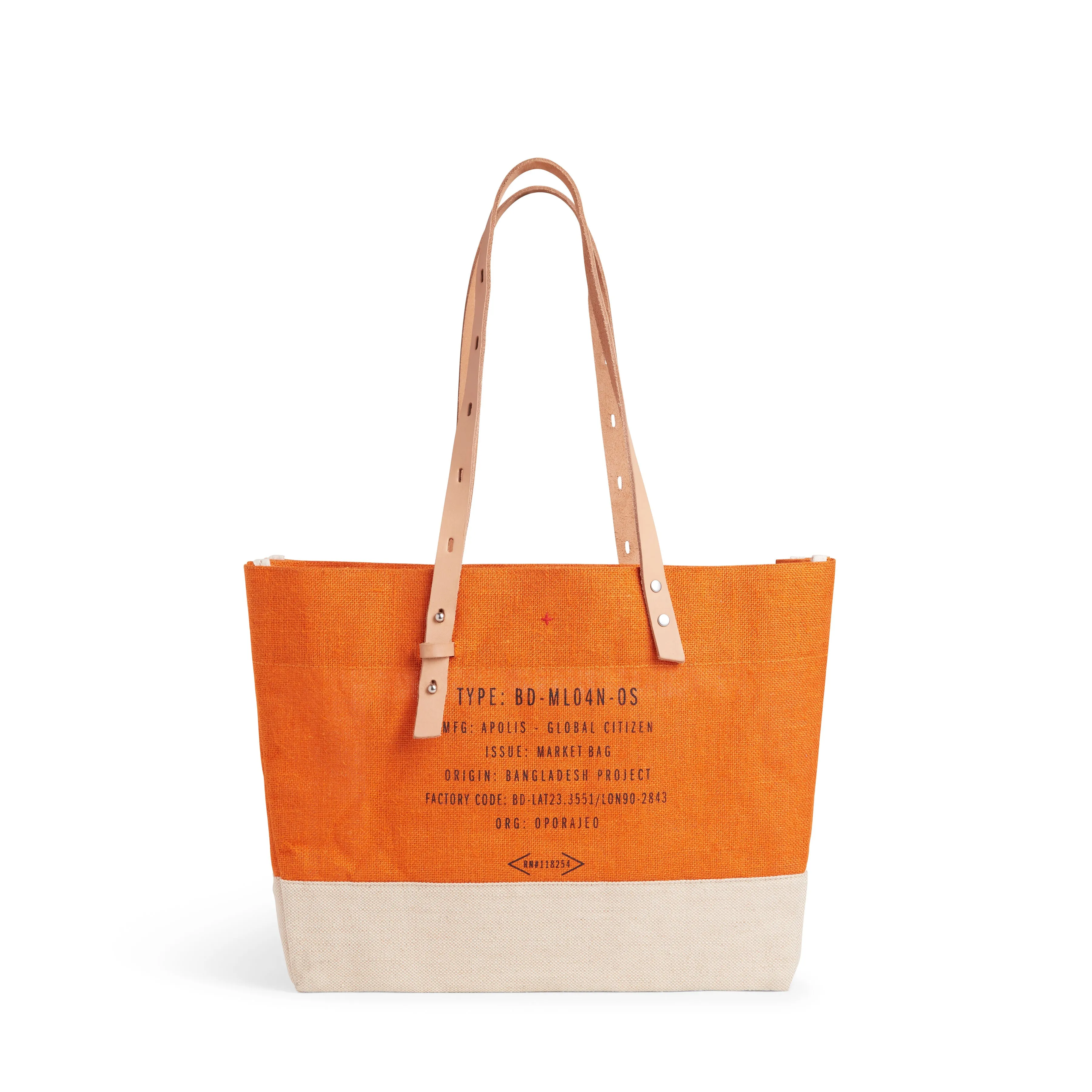 Shoulder Market Bag in Citrus with Monogram