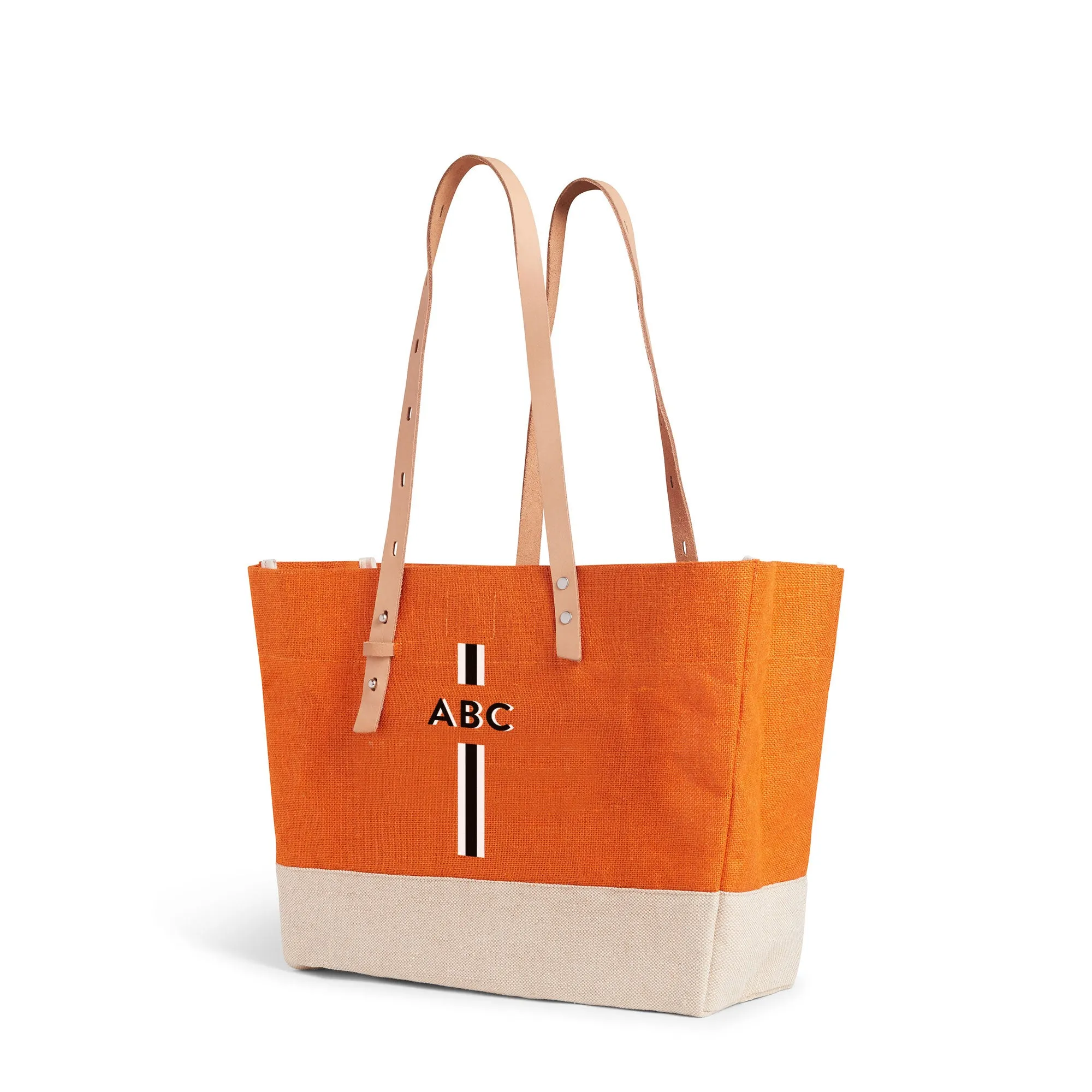 Shoulder Market Bag in Citrus with Monogram