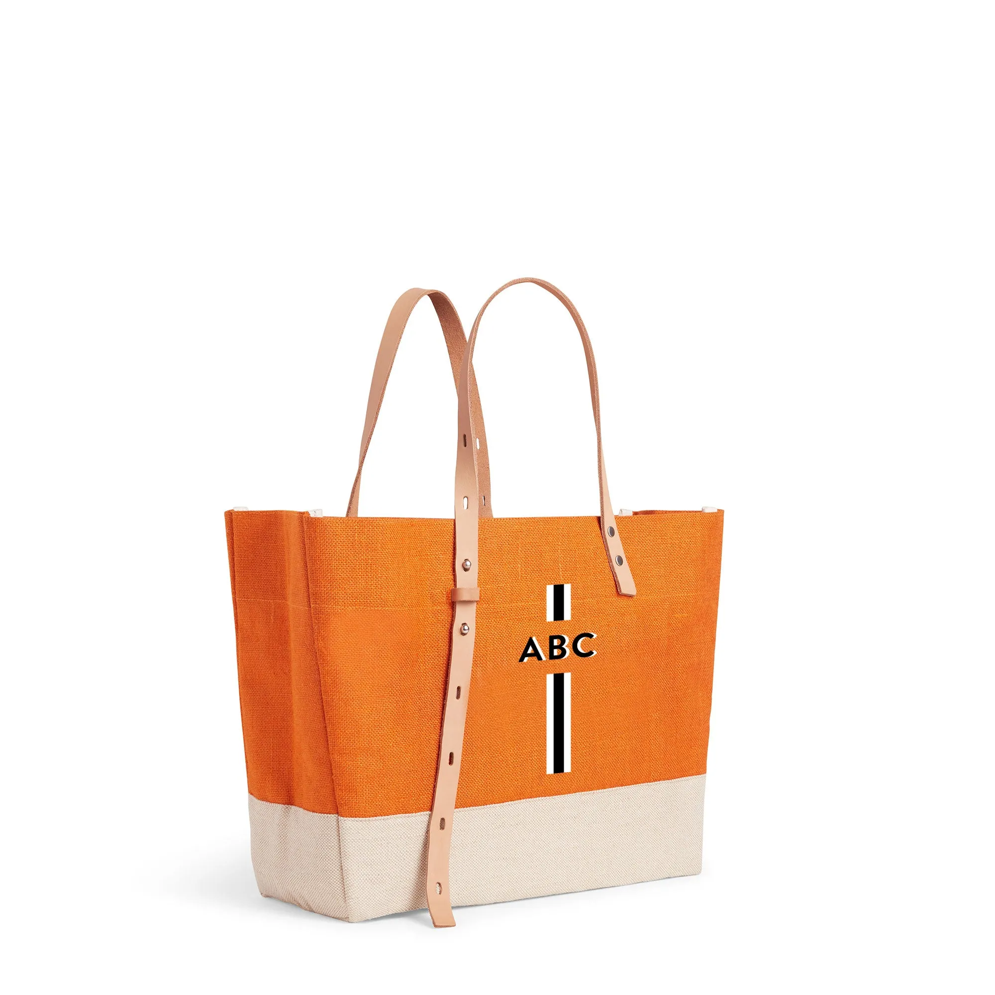 Shoulder Market Bag in Citrus with Monogram