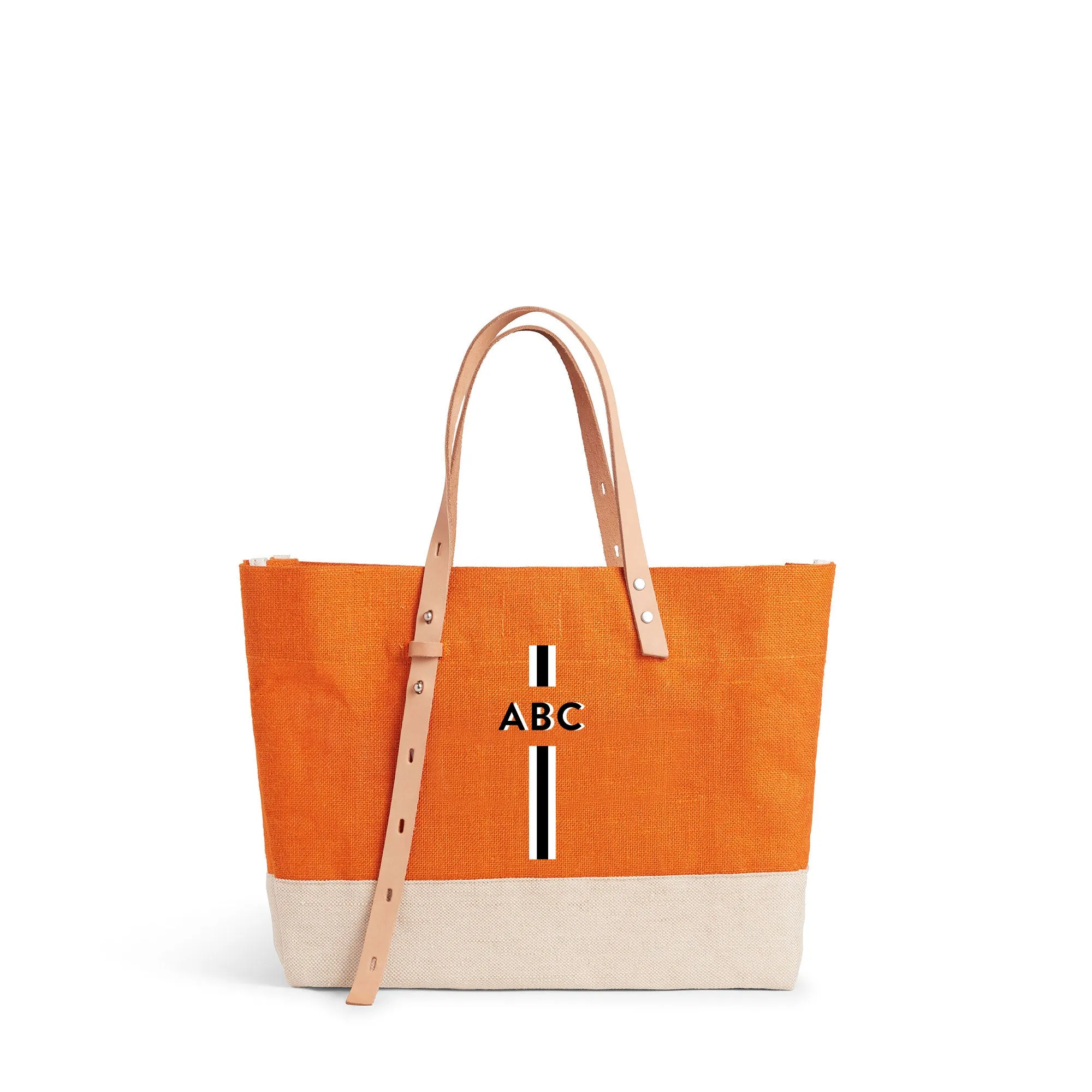 Shoulder Market Bag in Citrus with Monogram