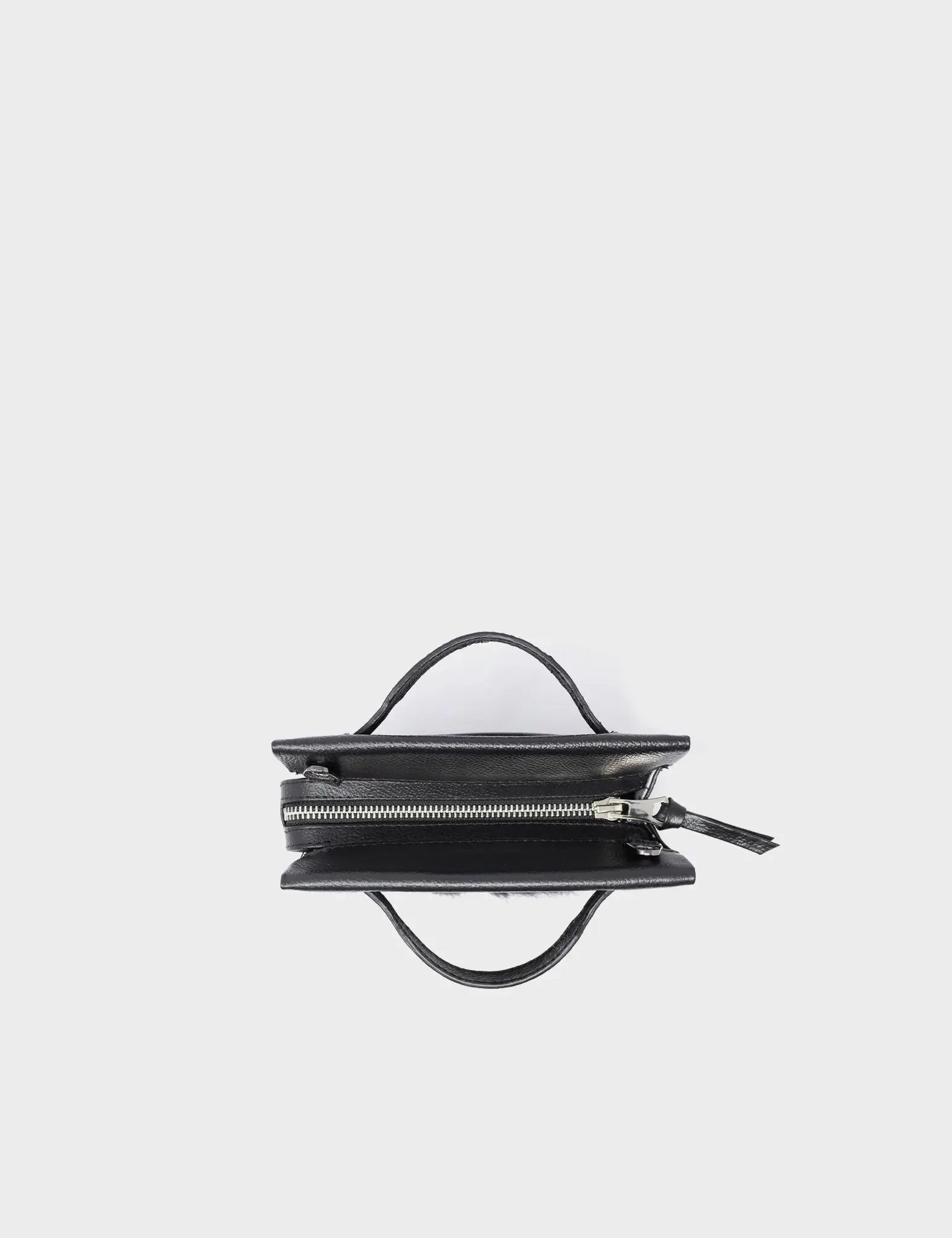 Vali Crossbody Micro Black Leather Bag - Eyes Applique Adjustable Handle