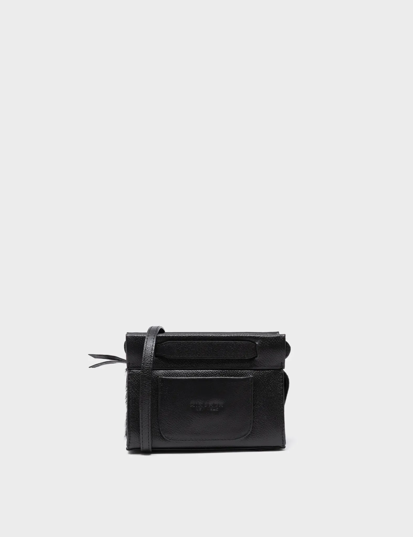 Vali Crossbody Micro Black Leather Bag - Eyes Applique Adjustable Handle