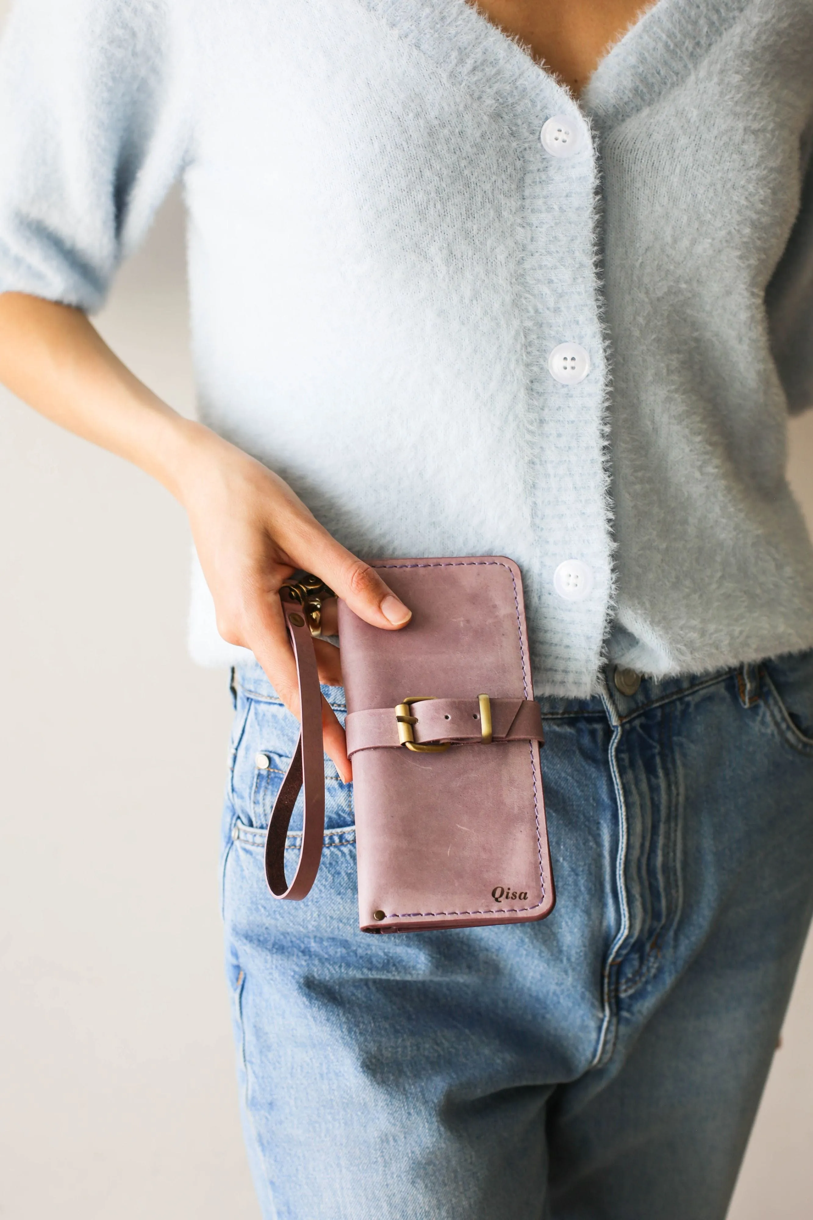 Women's Bifold Lilac Leather Wallet - N01