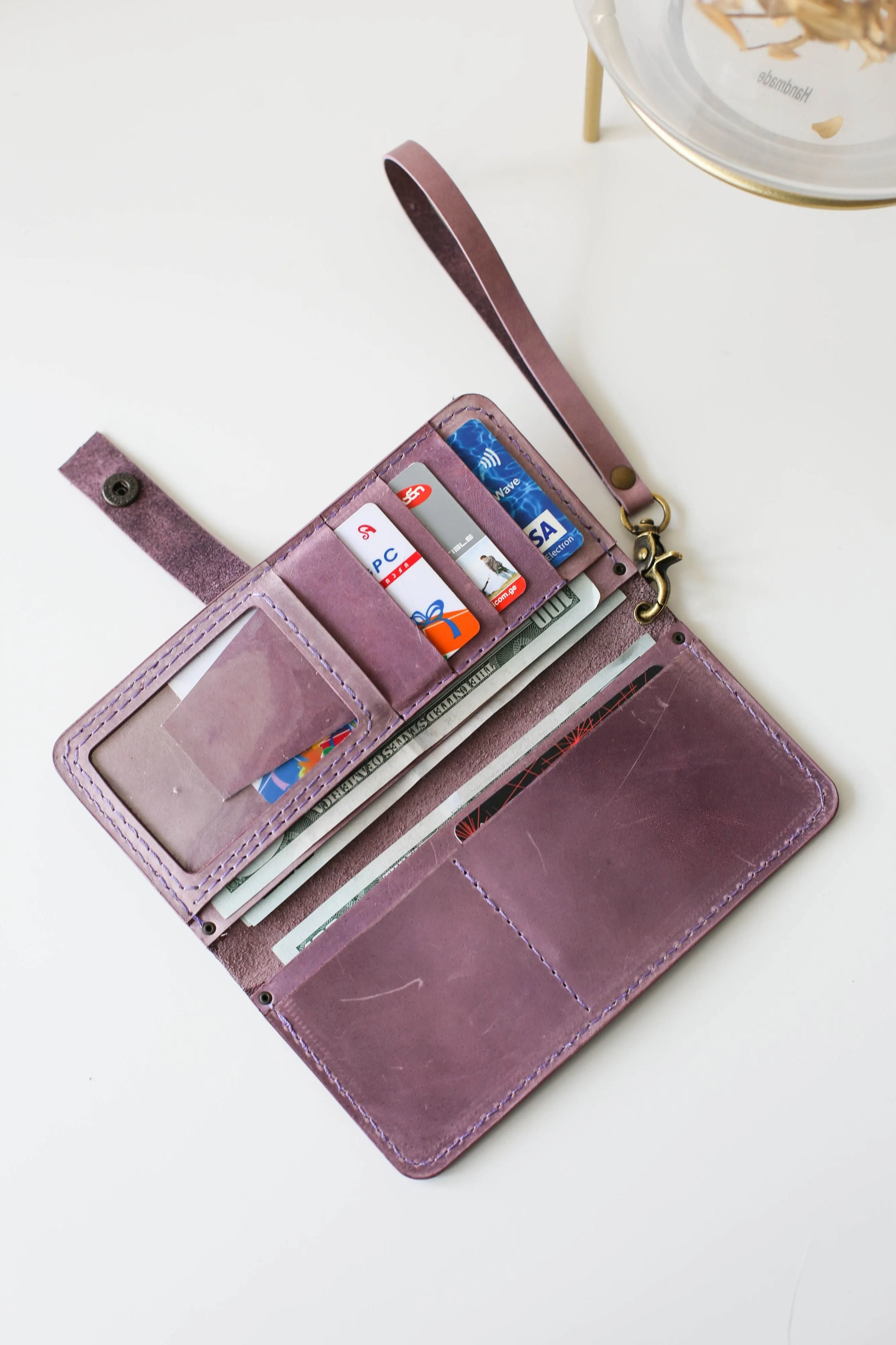 Women's Bifold Lilac Leather Wallet - N01