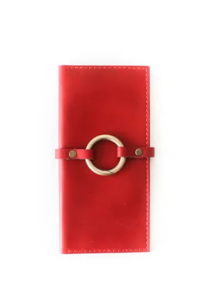 Women's Bifold Red Leather Wallet - N02